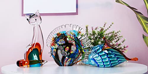 EUSTUMA Hand Blown Glass Tropical Fish Figurines Ornament,Sea Animal Sculpture for Fish Tank Aquarium,Sea Animals Collection for Birthday Gift,Glass Sculpture - color: Tropical Fish