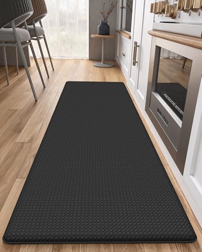 Color&Geometry Anti Fatigue Cushion Kitchen Mat for Floor -17"x79",Long,Easy Clean, Water & Oil Proof, Anti Slip, Foam Rubber Runner Rug for Front Sink Comfort Standing,Black - color: Black, size: 79"L x 17"W x 0.4"Th