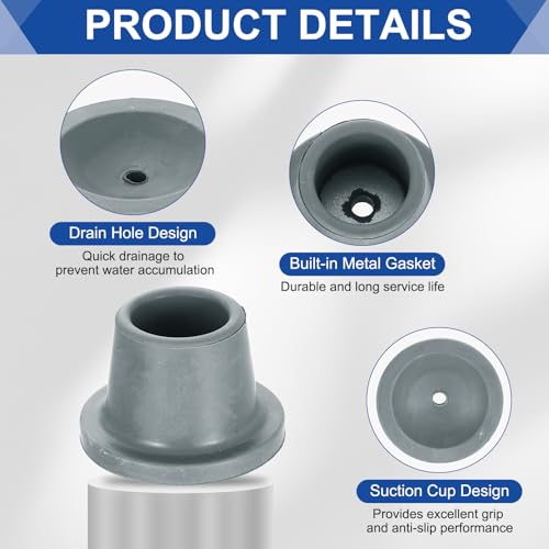 uxcell 4Pcs Replacement Feet for Shower Chair Bath Seat, 1-1/8" ID Heavy Duty Non Slip Rubber Suction Cup, Feet Chair Leg Caps for Shower Stools and Transfer Bench, Gray - color: Grey, size: 1-1/8"