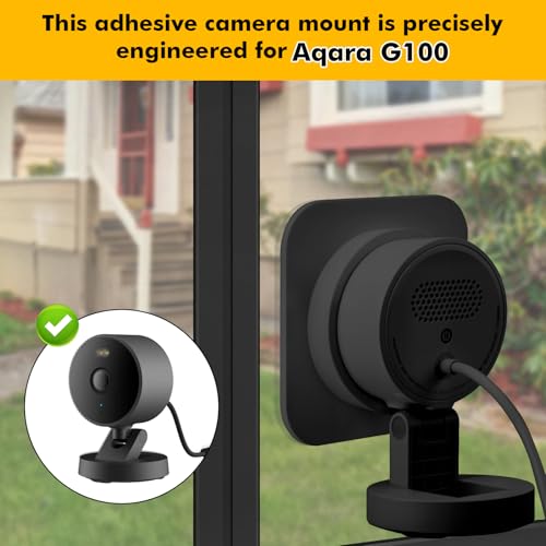 2 Pack MagitcSee Window Mount Fits for Aqara G100, No Drill No Screws Strong Adhesive Camera Holder, Anti-Theft Cam Bracket for Glass Window, Home Security Camera Accessories, Black - color: Black