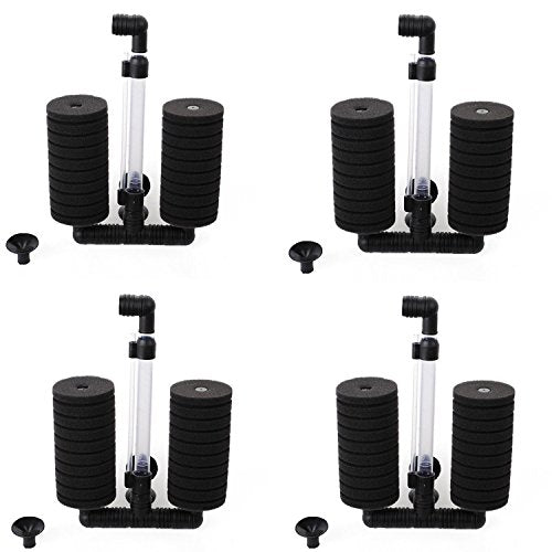 XY-2822 Air Pump Double Sponge Water Filter for Aquarium (4-Pack) - size: 4-pack