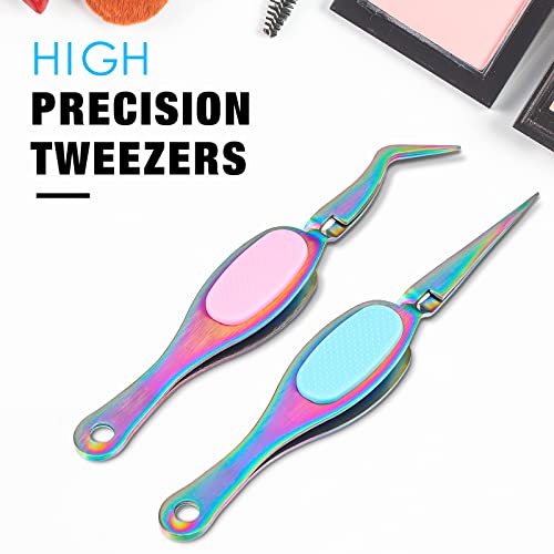 6 Pieces Craft Tweezers Crossing Lock Curved Tweezers Stainless Steel Soft Grip Precision Reverse Grip Fine Tip Tools for DIY Craft, Jewelry, Beading, Electronics, Laboratory Work