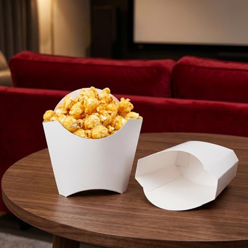 Lyellfe 250 Pack French Fry Holder, Disposable To Go French Fry Container Box, 4 Oz Stackable White Kraft Paper Charcuterie Cups for Fries, Onion Rings, Popcorn, Take Out, Party, Grease Resistant