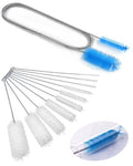 Flexible Long Drain Brush 61in Nylon Cleaner Double Ended Hose Tube Stainless Steel Pipe Brush 10 PCS 8.2in Straw Cleaning Brush - size: 61in