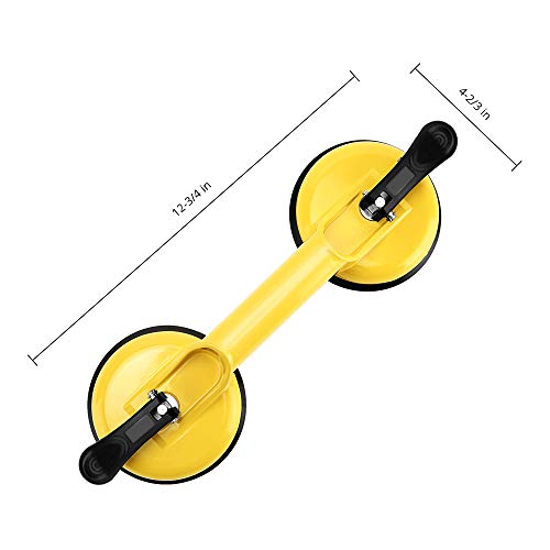 FCHO Glass Suction Cups Heavy Duty Aluminum Vacuum Plate Handle Floor Holder Hooks to Lift Large Glass/Tile Suction Cup Lifter/Moving Glasses/Pad for Lifting/Dent Puller (2 Pack) - color: Yellow