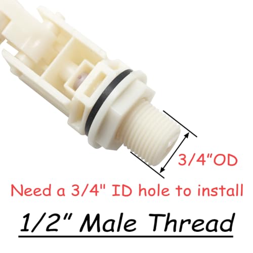 Uenede 2PCS Float Ball Valve DN15 1/2" Male Thread PE Floating Ball ABS Valve Automatic Switch for Pool, Livestock Water Trough, Aquariums, Aquaculture, Hydroponics and Reservoir Water Level Control