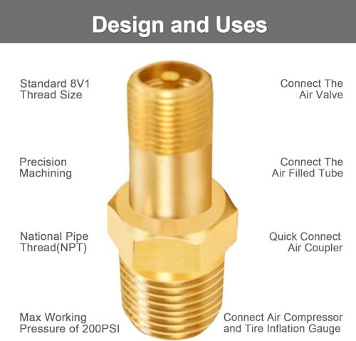 GODESON 1/8" NPT Tank Valve, Anti-Corrosion Brass Schrader Valve with 1/8" Male NPT and Caps, Air valve Using with Air Compressor Tanks (Pack of 2) - style: 1/8"NPT(Pack of 2)