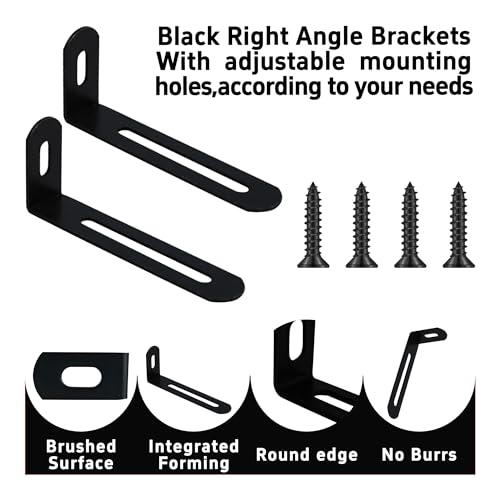 20Pcs 3"x1.2"x0.6"Adjustable Right Angle Brackets, Slotted L Bracket Metal 90 Degree Corner Fastener L-Shape Corner Brace Support Black Shelf Bracket - size: 3"x1.2", style: BLACK/20PCS