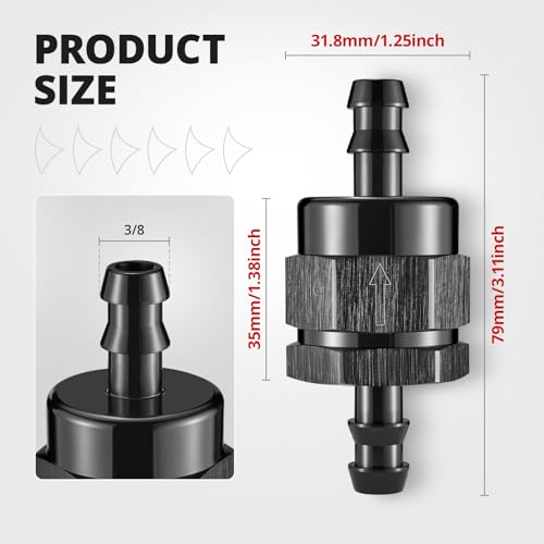EVIL ENERGY 3/8" Check Valve, One Way Non-Return Valve Fitting Aluminum Black - size: 3/8