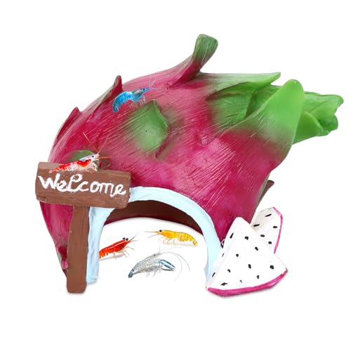Dragonfruit Aquarium Decoration Resin-Exotic Fruit Fish Tank Ornament with Hollow Interior for Hiding-Approx. 5.5" L x 3.5" W x 4.1" H(Dragonfruit) - color: Dragonfruit