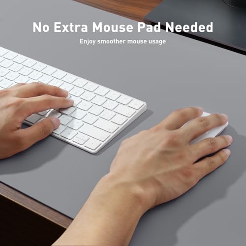 Aothia Leather Desk Pad Protector, Mouse Pad, Office Desk Mat, Non-Slip PU Leather Desk Blotter, Laptop Desk Pad, Waterproof Desk Writing Pad for Office and Home (23.6" x 13.7", Light Grey) - color: Light Grey, size: 23.6" x 13.7"