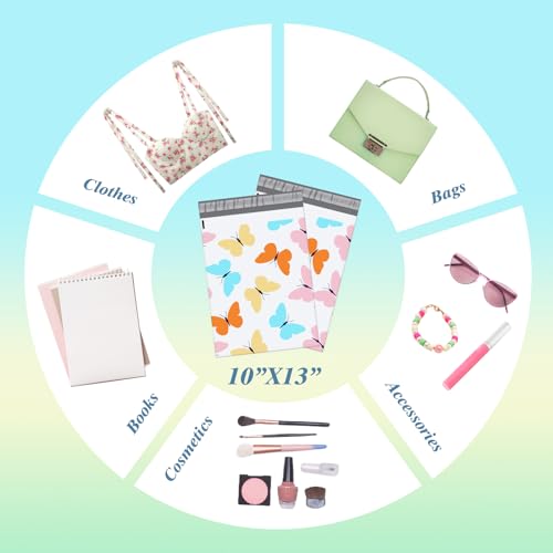 Fuxury Poly Mailers 10x13 Inch 1200 Pack,Sturdy Shipping Bags for Clothes, Self Adhesive Mailing Envelopes, Waterproof Packaging Bag for Small Business, Colorful Butterflies - color: Butterfly, size: 10x13" 1200pcs
