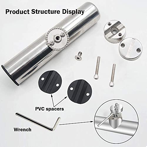 AMYSPORTS Rail Mount Rod Clamp Holders Boat Clamp Holders Rod Stainless Steel Fishing Rods Holder Adjustable Marine Side Mounted Support for Kayak Boats Fishing