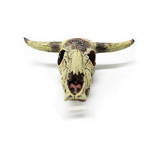 Leoyoubei Aquarium Decoration, Fish Tank Small Skull,Fish Turtle Hidden, Bonsai beautification. Cave Landscape Pet Reptile House Shrimps & Snails Love Them (Cattle Skull)