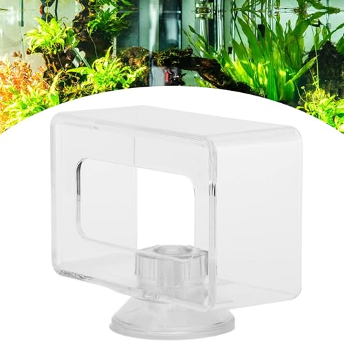 Fish Food Feeding Ring, Fish Floating Food Feeder Transparent with Suction Cup for Aquarium(L 10x16X4cm)