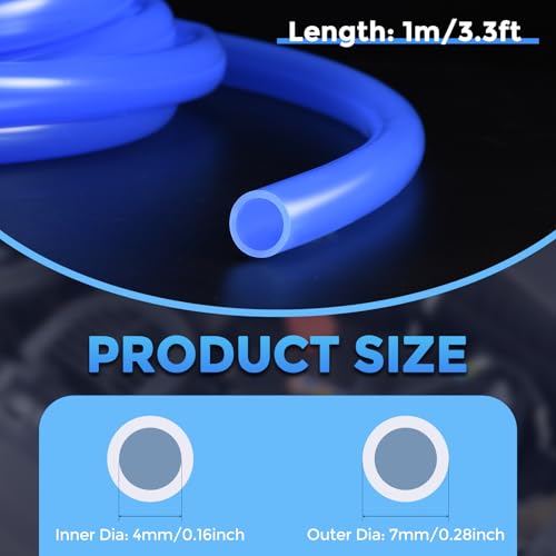 Silicone Tubing,4mm ID x 7mm OD Pure Silicon Tube High Temp Silicone Hose [for Home Brewing,Pump Transfer,Aquaponics]-3.3 ft Length/Blue - color: Blue, size: 4mm ID x 7mm OD x 1 m
