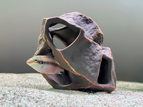 Aquarium Ceramic Decorations Cave Betta Stone Decor - Aquarium Fish Tank Hideway Decor for breeding Cichlids Plecos Betta Toys Hideout (Boulder)