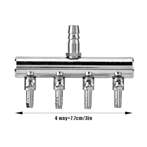 Joyzan Air Splitter Flow Control Valve, Aquarium Flow Gang Lever Pump Distributor 4 Way Stainless Steel Fish Tank Manifolds Multi Port T Shaped Line Metal Regulator Connector Airline Tubing Hose