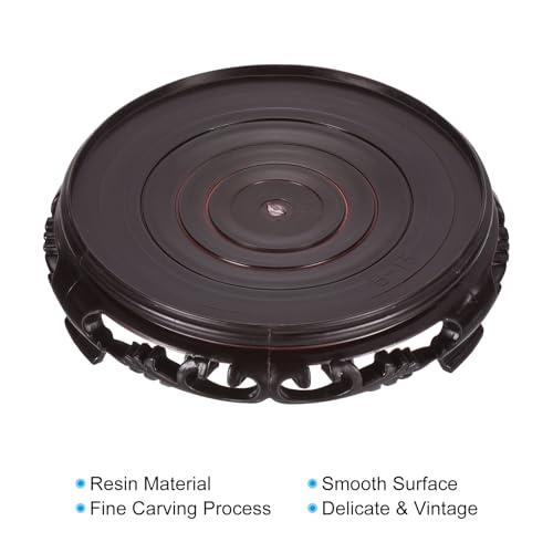 PATIKIL Planter Display Stand, 5.9 Inch Dia Plastic Round Bonsai Base Imitation Wood Style Stand Holder Home Decor Display for Table Lamp Teapot Base, Black - size: 5.9 Inch