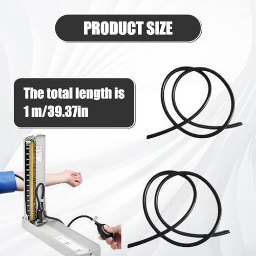Blood Pressure Cuff Tube, 2 Pack Natural Latex 3FT Sphygmomanometer Hose Replacement for Mercury Sphygmomanometer & Manual BP Monitor, Essential Replacement Part with Standard Connectors