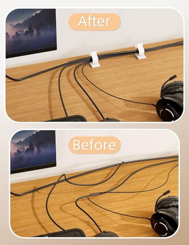 Viaky White Cord Clips Self Adhesive, 30Pack Cable Clamps Adjustable Wire Holder Electric Cord Organizer for Car Home Office Desk Wall Nightstand Computer - color: white, size: for 0-0.5'' cable