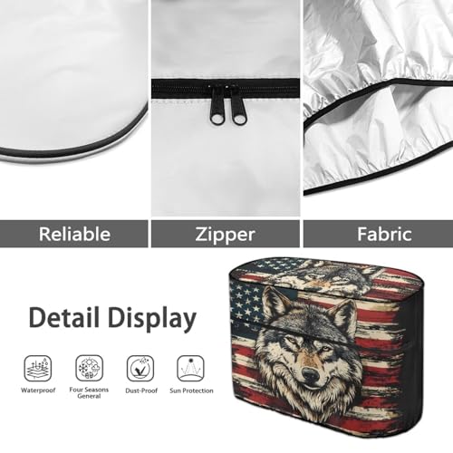 RV Propane Dust Cover American Flag Wolf Camper Propane Tank Cover,Fits 20LB Dual Propane Tanks Purple Totem Weather Resistant Gas Cylinder Cover - color: American Flag Wolf, size: Small-Double 20LB