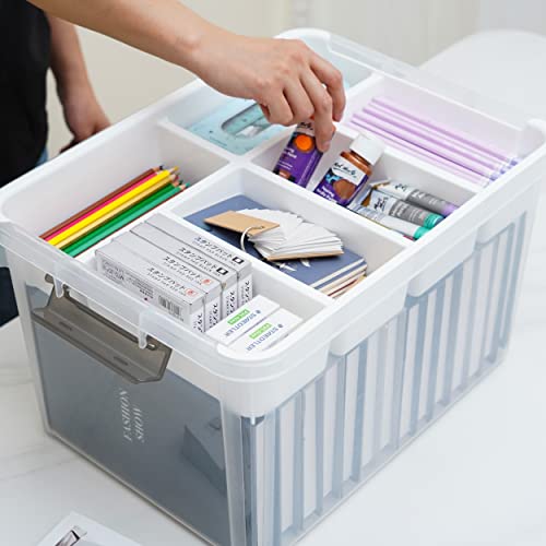 Citylife 32 QT Plastic Storage Box with Removable Tray Craft Organizers and Storage Clear Storage Container for Organizing Bead, Tool, Sewing, Playdoh - size: 32 Qt- 1 Pack