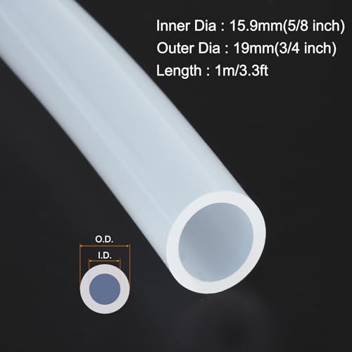 MECCANIXITY 3.3ft Clear Silicone Rubber Tubing 5/8" ID 3/4" OD Plastic Tube Flexible Air Hose for Brewing, Wine Making, Pump Siphon, 15.9mm x 19mm, with 2pcs Clamps - color: Clear, size: 5/8" x 3/4"