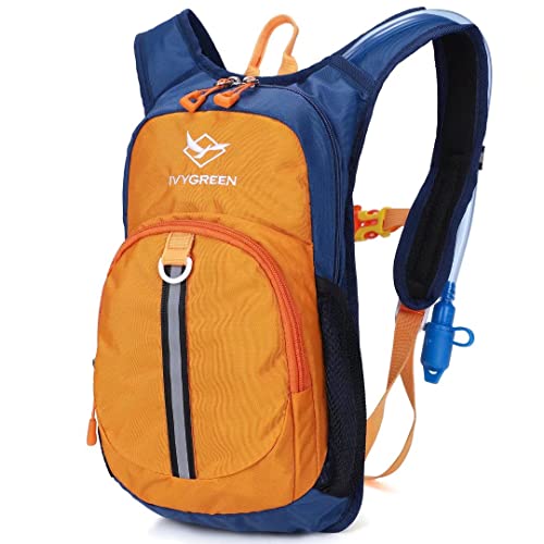 Ivygreen Kids Hydration Backpack, Hiking Backpack for Boys or Girls with 1.5L Water Bladder - color: Orange, size: Small