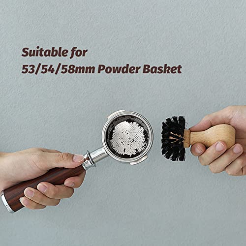 MHW-3BOMBER Coffee Portafilter Cleaning Brush Espresso Machine Portafilter Brush Speacial for 58mm Portafilter Professional Barista Cleaning Tools Effectively Cleaning B5341 - color: Wood-58mm