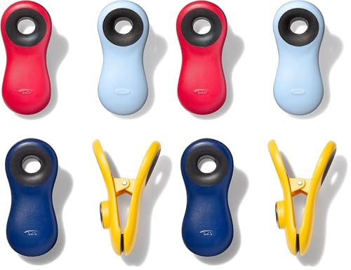 OXO All Purpose Magnetic Clips, 1 EA (Pack of 2) - color: Navy Blue/Yellow/Red & Light Blue, size: 4 Piece All-Purpose Set (Pack of 2)