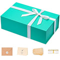 LIFELUM Green Blue Gift Box 13.85 x 8.35 x 4.45 inch, 1 Pack Big Gift Box with Magnetic Lid for Presents, Bridesmaid Proposal Boxes Contains Ribbon, Card,Shredded Paper Filler - color: Green Blue, size: 1 count (Pack of 1)