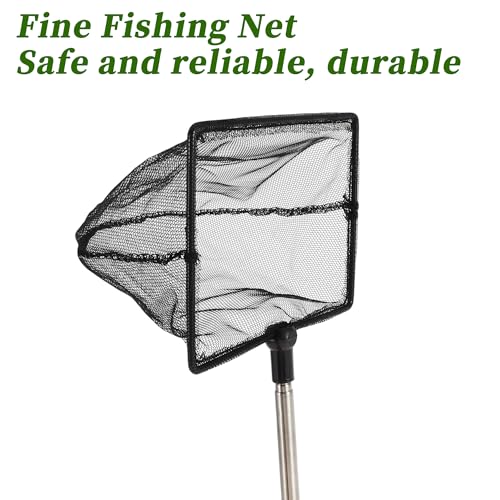 Fish Tank Net, Fine Mesh Aquarium Fish Net, Long Handle Fish Net, Stainless Steel Extendable Handle, Square Aquarium Cleaning Net for Aquarium Accessories