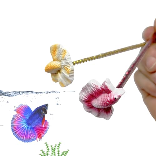 1 Pack Interactive Betta Fish Flare Stick Toy for Betta Tanks - Simulated Betta Training Teasing Toy for Betta Color Grow and Good Behavio (Yellow) - color: Yellow