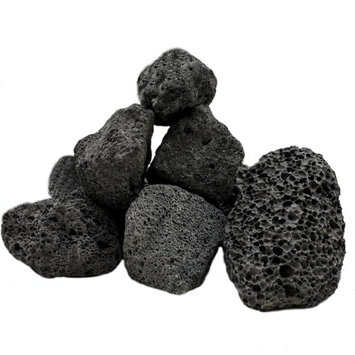 Tfwadmx 10 Pack Aquarium Black Lava Rock Fish Tank Volcanic Pumice Stones for Betta Fish Shrimp (1.96''-3.14'') - color: Black, size: L:2''-3.2''