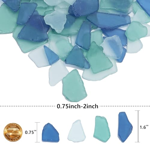 QYGL Sea Glass for Crafts - 14oz Frosted Seaglass Pieces - Vase Filler and Aquarium Ornament, DIY Craft Supplies for Art, Beach Weddings, and Home Decor (Blue, Aqua Green, White) - color: Blue, Aqua Green, White