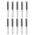 HARFINGTON 10Pcs Stainless Steel Bore Brush 12mm Dia 4" Long Cleaning Twisted Wire Brush with Handle 1/4" Hex Shank for Tubes, Ports, Bearings - size: 12mm