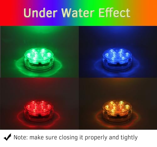 Qoolife Submersible LED Lights Remote Control, RGB Multi Color Changing Waterproof Light for Pool, Vase Base, Spa, Aquarium, Pond, Hot Tub, Decoration, Party, 4-Pack - size: 4 Pack
