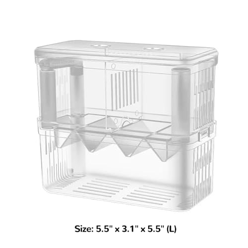 J-star Large Fish Breeder Box for Aquarium Tank, Acrylic Breeding Box for Guppy/Betta/Shrimp/Clownfish, Baby Fish Hatchery & Isolation Tank - size: Large