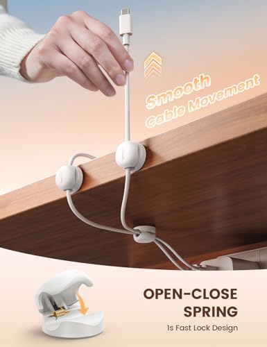 Lamicall Cord Organizer, Spring Cable Management Clips - 6Pack Compact Desk Cable Holder Clips, Nightstand Phone Charging Cord Holder, Halloween Adhesive Wire Organizer, Office Accessory, White - color: White, size: 6Pack
