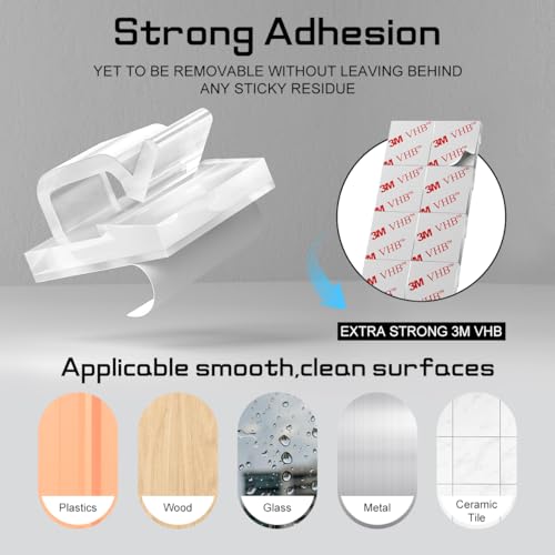 100PCS Cable Clips, Adhesive Wire Clips Strong Cord Clips Wire Holders, Cable Management Clips for Desk, Wall, Car, TV, Ethernet Cable (Clear, Medium) - color: Clear, size: Medium
