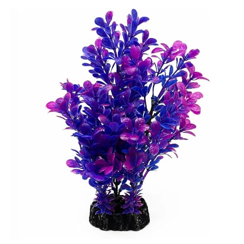 Mipukbay Purple Aquarium Plants - Artificial Plastic Fish Tank Decor, Realistic Ornament Safe for Fish & Shrimp, Low-Maintenance Aquascaping Plants for Freshwater/Saltwater Tank Landscaping - color: Purple-1