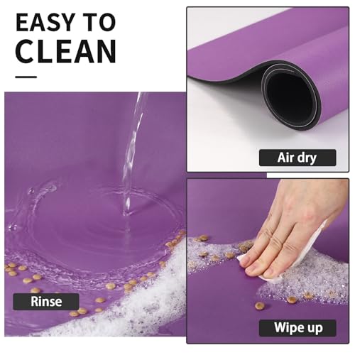 HotLive Dog Food Mat - Absorbent Cat Mat for Food and Water, No Stains Pet Feeding Bowl Mat, Easy to Clean Pet Placemats, Quick Dry Dog Water Dispenser Mat for Messy Drinkers | Paw Purple 12"x 19" - color: Paw Purple, size: 12"x19"