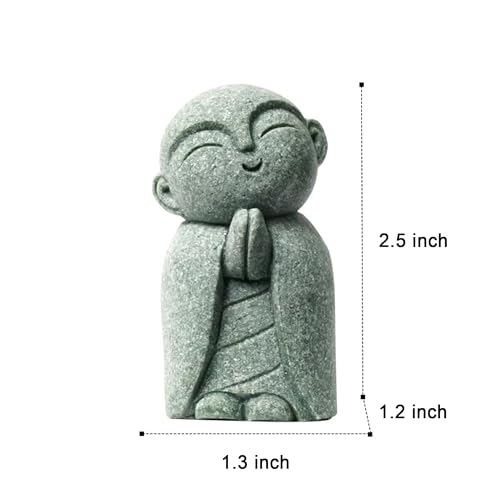 OwMell Japanese Jizo Monk Statue, Buddha Jizo Figurine Memorial Aquarium Statue Ornament - Tilt Smile - color: Tilt Smile Stone