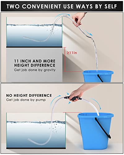 KATUMO Siphon Pump, Upgraded 15MM Enlarged Caliber Gasoline Siphon Hose Siphon Fuel Hand Pump for Gasoline, Oil, Diesel & Water with Hoses, Pinch Clips, Hose Retainer, Brass Extender