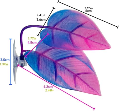 Purple Betta Hammock - Betta Leaves | Simulated Aquarium Decorations Betta Bed | Fish Leaves| Tank Decor, for Flounder, Clownfish, Guppy| Vivid Suction Cup Mounted Betta Fish Aquarium Plants