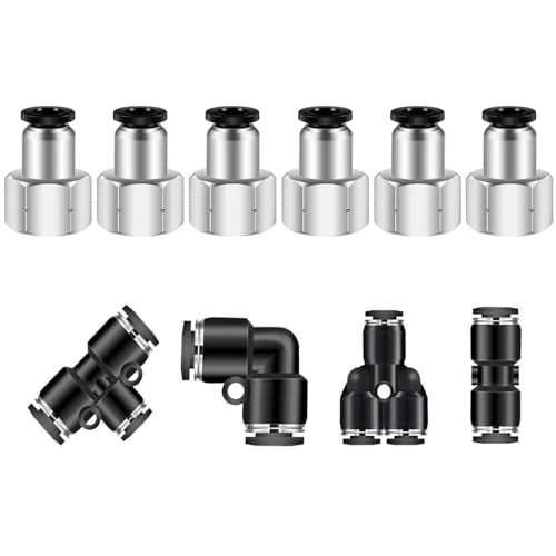 Push to Connect Fittings 5/16 Inch Tube OD x 1/4 Inch NPT Female Straight Quick Connect Air Line Fittings 10Pcs - size: 5/16" OD x 1/4" NPT 5pcs, style: Female Straight