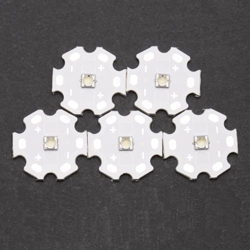 5Pcs 3W 560nm Green 3535 SMD High Brightness Power LED Chip with Aluminum Plate 20mm Star PCB Base Heat Sink for DIY Lighting Fixtures(60deg,Green 560nm-565nm,DC 3.2-3.4V,700mA) - color: Green560-565nm