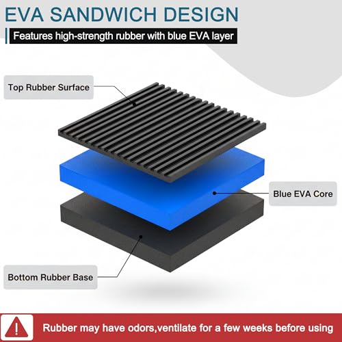 4-Pack Anti Vibration Pads, 4x4x7/8 Inch, EVA Rubber Isolation Mats, Heavy Duty Vibration Isolation Pads for Air Compressos, Conditioner, Treadmill, HVAC Washer Dryer