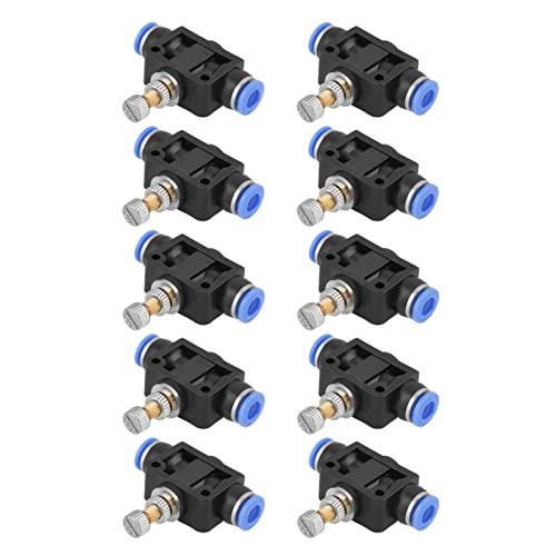 10pcs Air Flow Control Valve, 6mm Tube OD Push In Speed Controller Pneumatic Air Flow Control Valve Quick Connector with Push-to-Connect Fitting